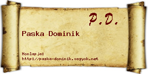 Paska Dominik névjegykártya